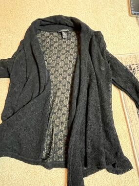 Cable & Gauge Black Open-Front Lightweight Cardigan